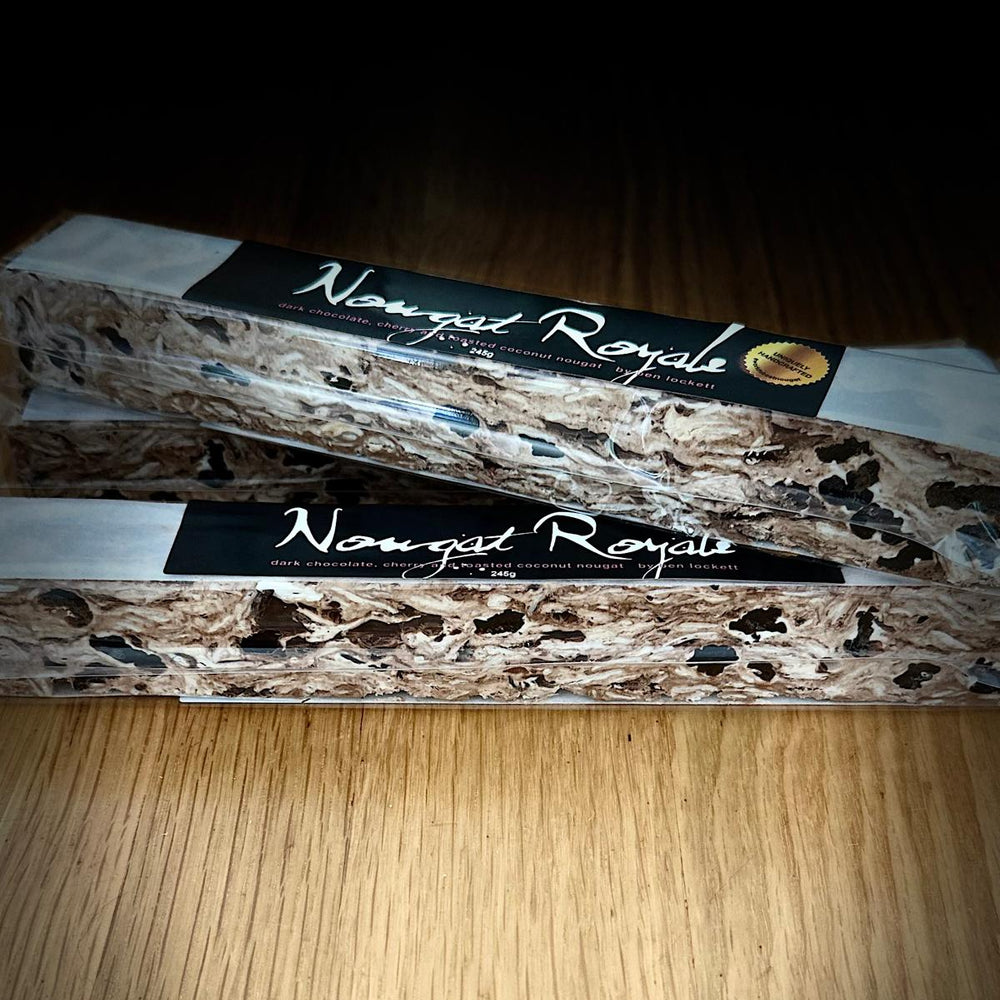 Dark Chocolate, Dried Sour Cherry & Toasted Coconut Nougat