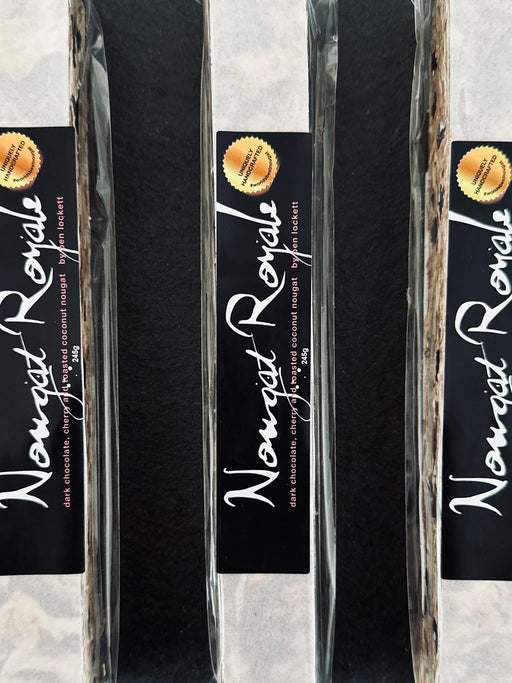 Dark Chocolate, Dried Sour Cherry & Toasted Coconut Nougat