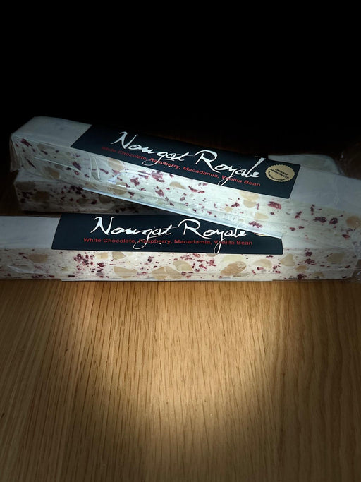 White Chocolate with Raspberry, Macadamia & Vanilla Nougat