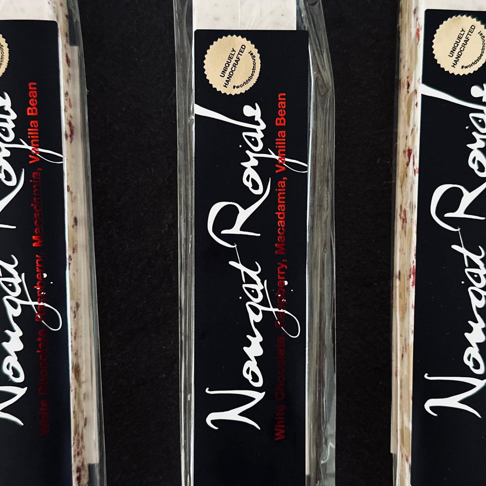 White Chocolate with Raspberry, Macadamia & Vanilla Nougat